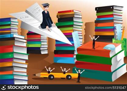 A vector illustration of graduated student for education concept