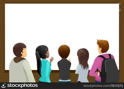 A vector illustration of Group of People Looking at Blank Copyspace