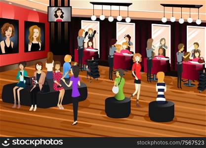 A vector illustration of hair salon scene