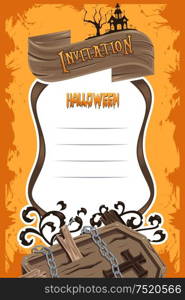 A vector illustration of Halloween invitation background design