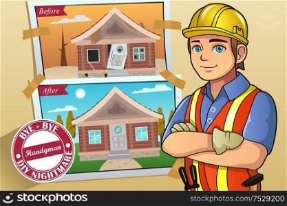 A vector illustration of handyman or contractor service poster