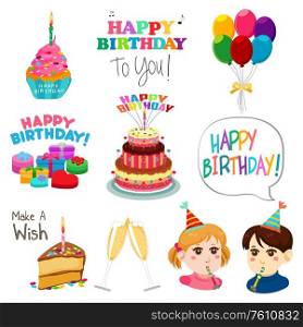A vector illustration of Happy Birthday Design Elements