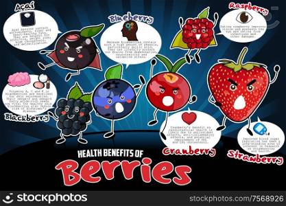 A vector illustration of health benefits of berries infographic