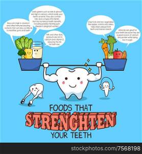 A vector illustration of healthy food for teeth infographic