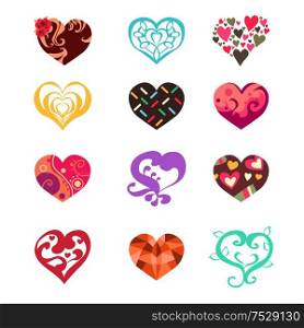 A vector illustration of heart icon sets
