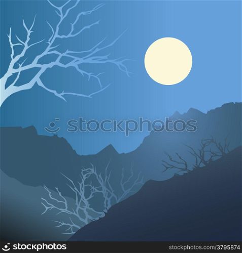 A vector illustration of hollow with naked trees