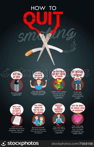 A vector illustration of how to quit smoking infographic