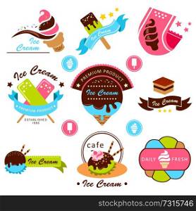 A vector illustration of ice cream label designs