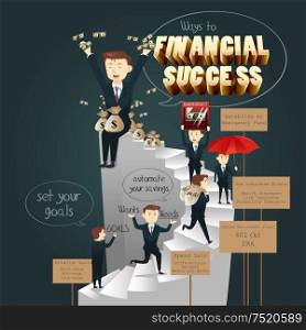A vector illustration of infographic of ways to financial success