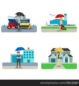 A vector illustration of Insurance Concept Cliparts