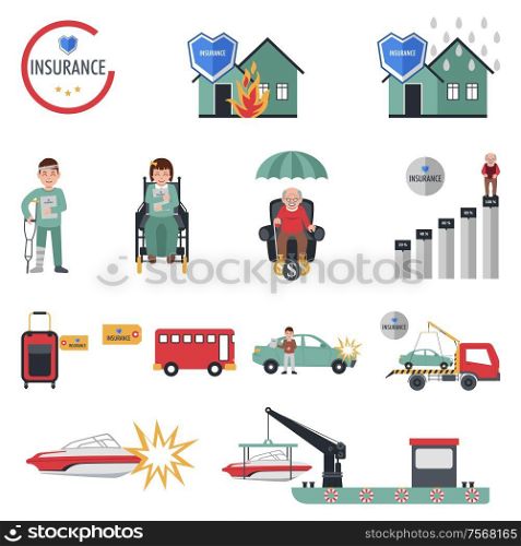 A vector illustration of insurance icon sets