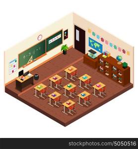 A vector illustration of Isometric of a Elementary School Classroom