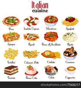 A vector illustration of Italian cuisine icon sets