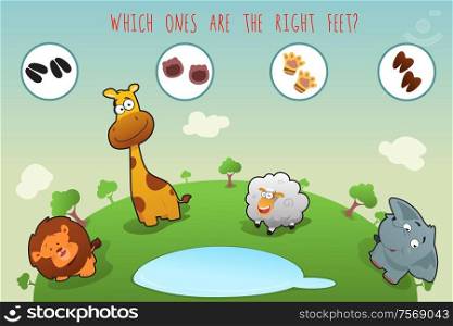 A vector illustration of logical series of colorful animals for education concept