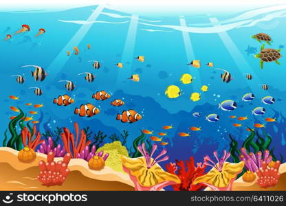 A vector illustration of marine underwater scene