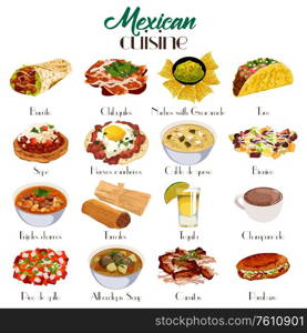 A vector illustration of Mexican cuisine icon sets