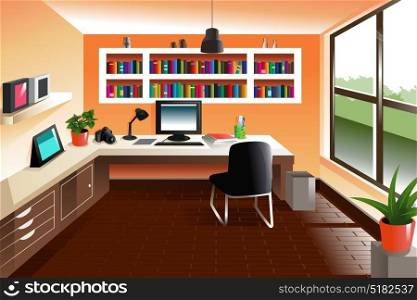 A vector illustration of modern looking workspace desk
