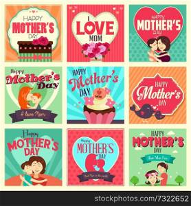A vector illustration of Mother&rsquo;s day cards with ornament
