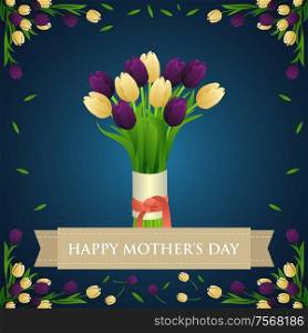 A vector illustration of mothers day greeting card with copyspace
