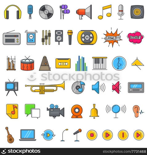 A vector illustration of Multimedia Audio Sound Icons