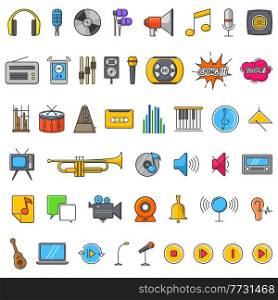 A vector illustration of Multimedia Audio Sound Icons