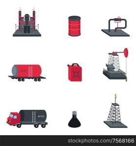 A vector illustration of oil industry icon sets