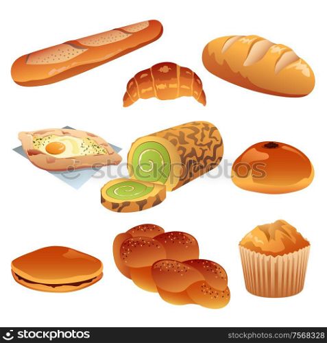 A vector illustration of pastry icon sets