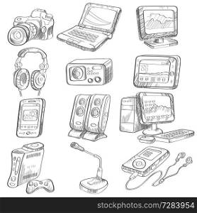 A vector illustration of pencil drawing of electronic gadget