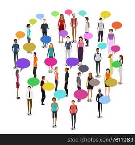 A vector illustration of People in Crowd