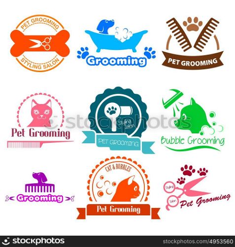 A vector illustration of Pet Grooming Service Business Logos