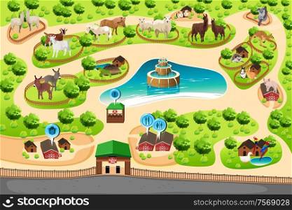 A vector illustration of petting zoo map