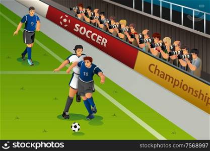 A vector illustration of photographer in soccer competition