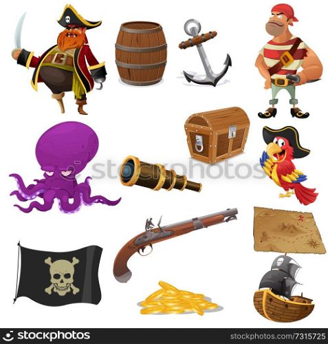 A vector illustration of pirate icon sets