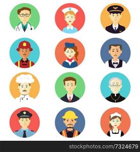 A vector illustration of profession icon sets