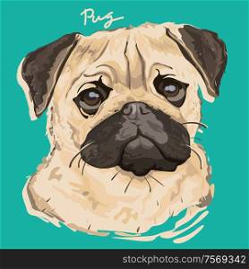 A vector illustration of pug painting poster