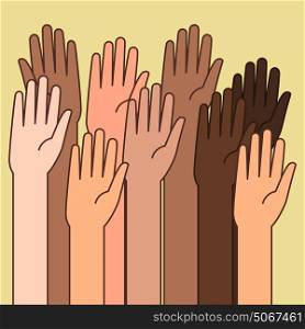 A vector illustration of Raised Hands for Volunteering Concept