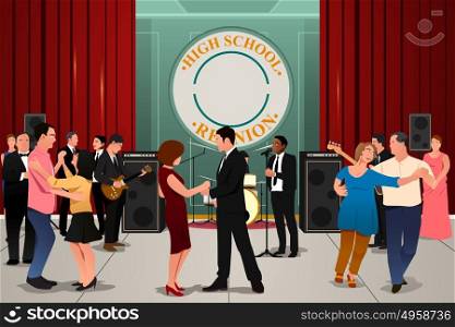 A vector illustration of school reunion party