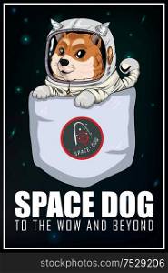 A vector illustration of space dog wallpaper design