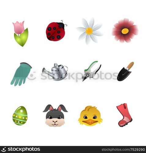 A vector illustration of spring icon sets