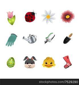 A vector illustration of spring icon sets