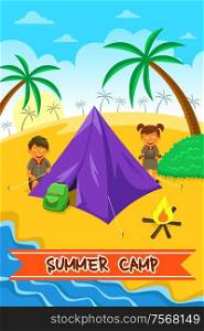 A vector illustration of summer camp poster design