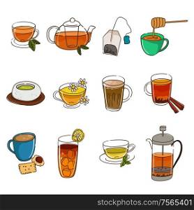A vector illustration of tea icon sets