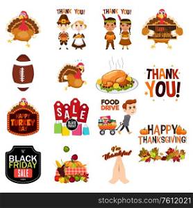 A vector illustration of Thanksgiving Cliparts Illustrations Icons