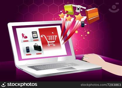 A vector illustration of the concept of online shopping