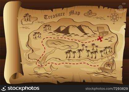 A vector illustration of treasure map