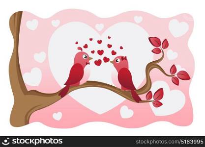 A vector illustration of two birds in love