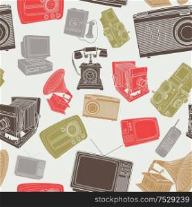A vector illustration of wallpaper of old electronic items