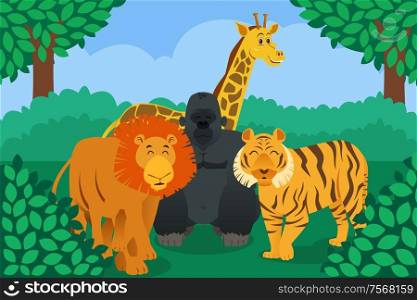 A vector illustration of wild animal in the jungle