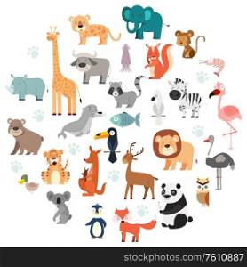 A vector illustration of Wildlife Animals Cartoon Set