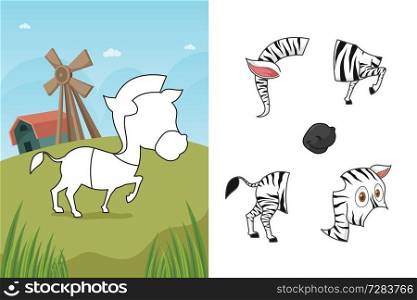 A vector illustration of zebra puzzle